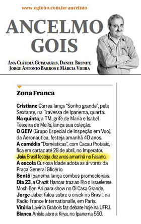 Jornal O Globo - Ancelmo Gois